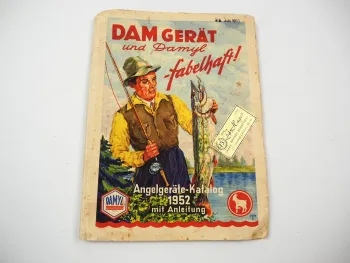 DAM Damyl Angelkatalog 1952 Angelrollen Ruten Blinker