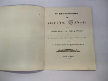 Dankesschrift Schülerinnen der Strickschule Michelstadt 1830 an Sophie zu Erbach