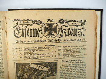 Das eiserne Kreuz 1903 - 1906 gebunden Beilage zum Badischen Militär Blatt