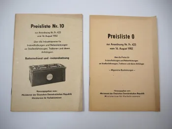 DDR Fahrzeuge Traktoren Anhänger Instandhaltung Richtzeiten Preisliste 1982