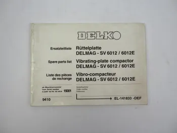 Delmag SV 6012 6012E Rüttelplatte Ersatzteilliste Spare Parts List