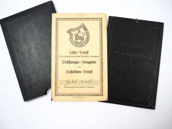 Deutscher Fleischer Verband Lehrbrief & Wanderbuch 1929 Bergenhausen Simmern
