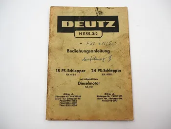 Deutz 18 24 PS Schlepper F2L 612 /6 /5 Betriebsanleitung Bedienung 1958