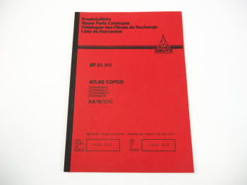 Deutz BF6L 913 Motor für Atlas Copco Kompressor XA S 230 Ersatzteilliste 1986