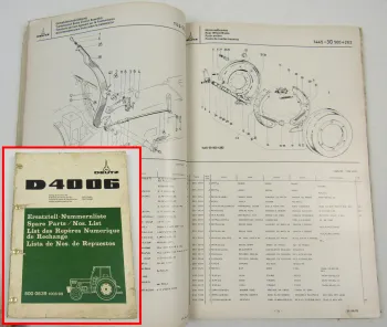 Deutz D 4006 D4006 Traktor Ersatzteilliste Parts List Ersatzteilkatalog 1973