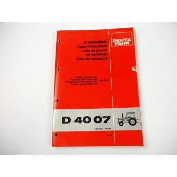 Deutz D 4007 Traktor Ersatzteilliste Spare Parts Book Liste de pieces 1980