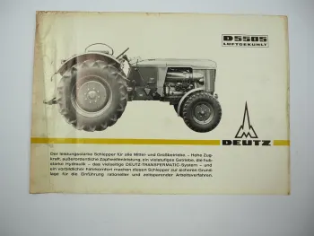 Deutz D 5505 UF UFS Traktor Schlepper Prospekt 1965 techn Daten Sonderzubehör