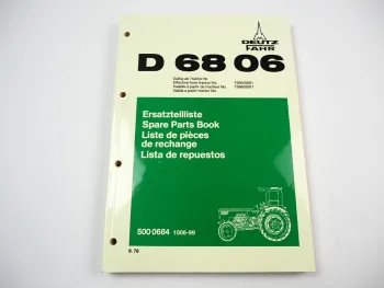 Original Deutz D 6806 Traktor Ersatzteilliste Ersatzteilkatalog Parts List 1978