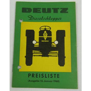 Deutz D15 D25 D40 D40S F4L 514 F3L514 Dieselschlepper Preisliste 1/1960