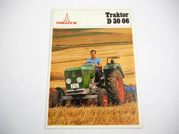 Deutz D3006 Traktor Prospekt mit Technischen Daten Poster 1970er Jahre