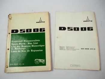 Deutz D5006 Schlepper Ersatzteilliste Parts List Ersatzteilkatalog 1972