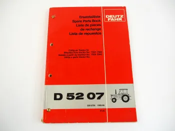 Deutz D5207 Traktor Schlepper Ersatzteilliste Parts Book Ersatzteilkatalog 1980
