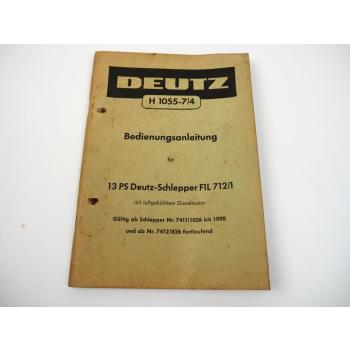 Deutz F1L 712/1 Schlepper 13 PS Betriebsanleitung 1958