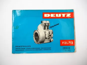 Deutz F2L 712 Motor Ersatzteilliste Bildkatalog Spare Parts Catalogue 1961