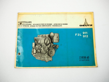Deutz F3L 911 und F3L 912 Ersatzteilliste Parts Catalogue 1971 Bildkatalog