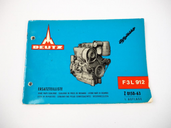 Deutz F3L 912 Motor Ersatzteilliste Parts Catalogue 1968 Ersatzteil-Bildkatalog