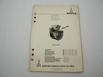 Deutz F3L A3L 514 Dieselmotor Ersatzteilliste Teilenummernliste TN0153-33 1974