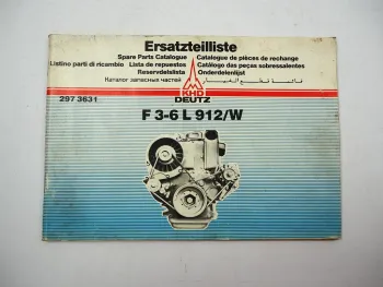 Deutz F3L F4L F5L F6L 912 W Motor Ersatzteilliste Bildkatalog Parts List 1982