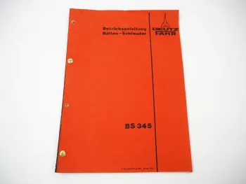Deutz Fahr BS345 Ballenschleuder für HD 300 - 560 Presse Betriebsanleitung 1979