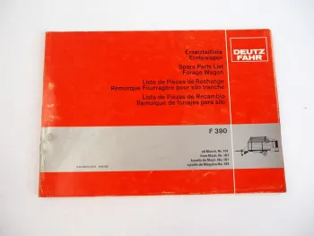 Deutz Fahr F390 Erntewagen Ersatzteilliste Spare Parts List 1980