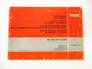Deutz Fahr KH 400 DN Kreiselheuer Ersatzteilliste Spare Parts List 1980