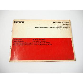 Deutz Fahr KH22 KH22DN Kreiselheuer Ersatzteilliste Spare Parts List 1977