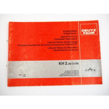 Deutz Fahr KH2.36 D DN Kreiselheuer Ersatzteilliste Spare Parts List 1986