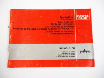 Deutz Fahr KH360 D DN Kreiselheuer Ersatzteilliste Spare Parts List 1984