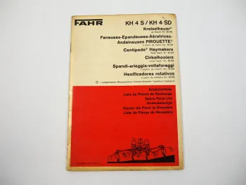 Deutz Fahr KH4 S SD Kreiselheuer Ersatzteilliste Spare Parts List 1972