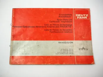 Deutz Fahr KH400 D DN Kreiselheuer Ersatzteilliste Spare Parts List 1981
