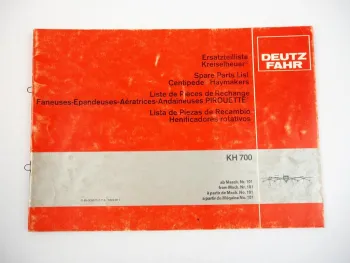 Deutz Fahr KH700 Kreiselheuer Ersatzteilliste Spare Parts List 1981