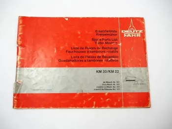Deutz Fahr KM20 KM22 Kreiselmäher Ersatzteilliste Spare Parts List 1979