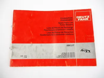 Deutz Fahr KM2.17 Kreiselmäher Ersatzteilliste Spare Parts List 1989