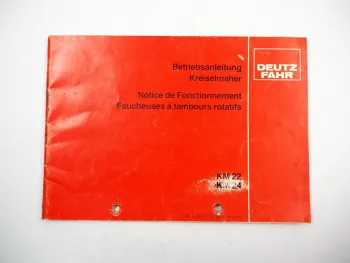 Deutz Fahr KM22 KM24 Kreiselmäher Betriebsanleitung Bedienungsanleitung 1981