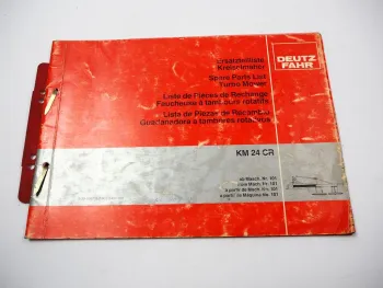 Deutz Fahr KM24CR Kreiselmäher Ersatzteilliste Ersatzteilkatalog 1980