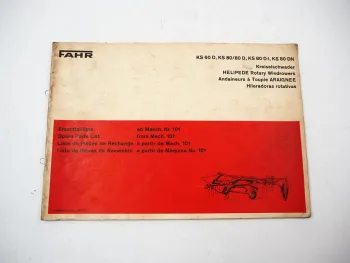 Deutz Fahr KS 60 80 D D-I DN Kreiselschwader Ersatzteilliste Parts List 1977