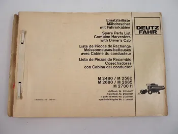 Deutz Fahr M 2480 2580 2680 2685 2780H Mähdrescher Ersatzteilliste 1981