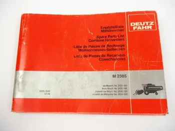 Deutz Fahr M2385 Mähdrescher Ersatzteilliste Spare Parts List 1986