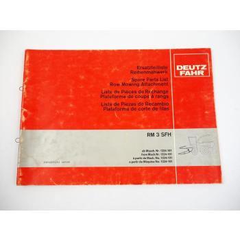 Deutz Fahr RM3SFH Reihenmähwerk Ersatzteilliste Spare Parts List 1981