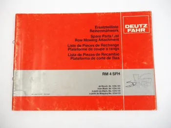 Deutz Fahr RM4SFH Reihenmähwerk Ersatzteilliste Spare Parts List 1983