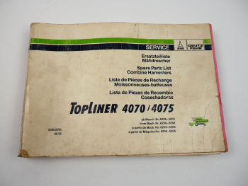 Deutz Fahr Topliner 4070 4075 Mähdrescher Ersatzteilliste Spare List 1993