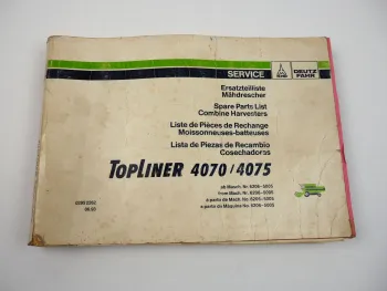 Deutz Fahr Topliner 4070 4075 Mähdrescher Ersatzteilliste Spare List 1993