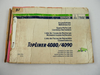 Deutz Fahr Topliner 4080 4090 Mähdrescher Ersatzteilliste Spare Parts List 1994