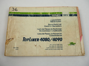 Deutz Fahr Topliner 4080 4090 Mähdrescher Ersatzteilliste Spare Parts List 1997