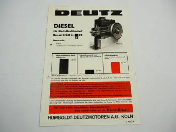 Deutz MAH 611 514 516 Diesel Stationärmotor Prospekt 1930er Jahre