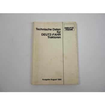 Deutz Traktoren Technische Daten 1985 D2708 - 4507 DX 3.10 - 3.90 4.10 - 7.10