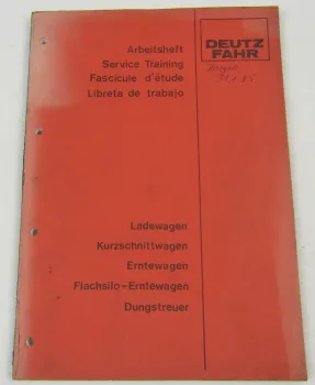 Deutz Wagen Kundendienstschule Service Training Werkstatthandbuch 1984