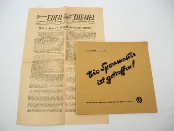 Die Sperrmauer ist getroffen Bericht Zerstörung Edertalsperre Waldeck 1950er J.