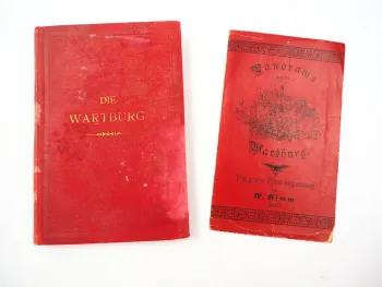 Die Wartburg Buch Hugo von Ritgen 1876 + Panoramakarte ca. 1870 Eisenach