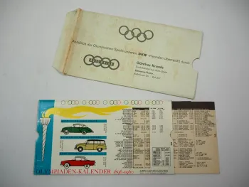 DKW Auto Union Olympia Kalender 1896 bis 1960 Werbung